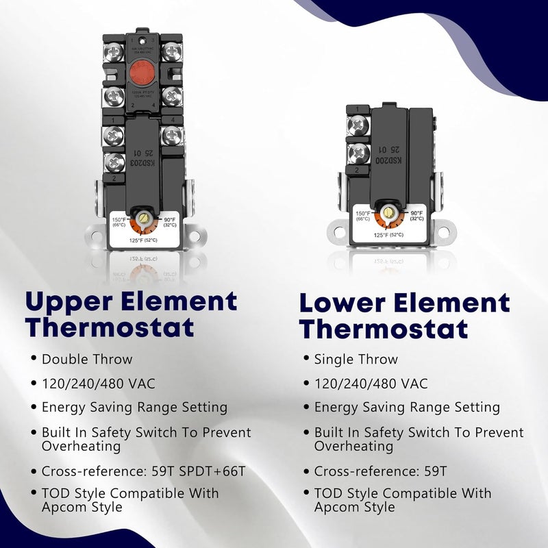NISHCON EWH-00 Water Heater Thermostat, Electric Water Heater Thermostat For Double Element Heater, Include Upper And Lower Element Thermosatat, Water Heater Replacement Parts Fit For Most Water Heaters - Image 2